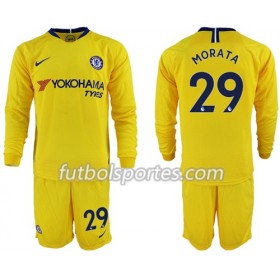 Camisetas Chelsea Morata 29 Niño Segunda Equipacion 2018/2019 Manga Larga